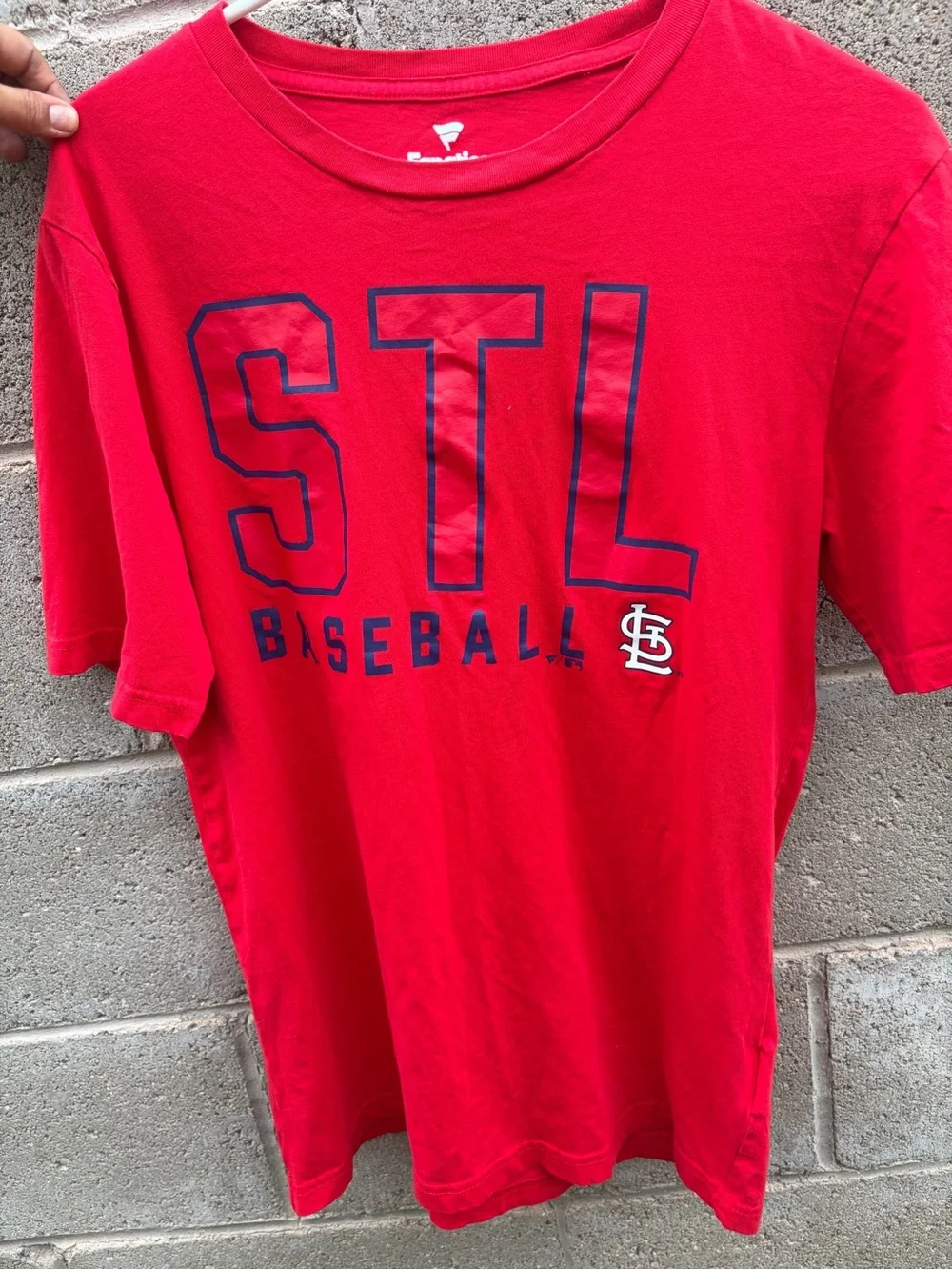Fanatics Red STL Baseball Tee with Navy Lettering
